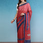 Red Silk Cotton Digital Print Solid Saree with Unstitched Blouse - Hiral Fashion | Swadesiicart