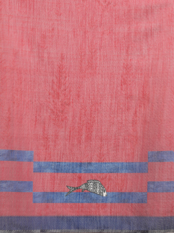 Red Silk Cotton Digital Print Solid Saree with Unstitched Blouse - Hiral Fashion | Swadesiicart