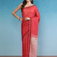 Red Silk Cotton Digital Print Solid Saree with Unstitched Blouse - Hiral Fashion | Swadesiicart
