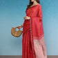Red Silk Cotton Digital Print Solid Saree with Unstitched Blouse - Hiral Fashion | Swadesiicart