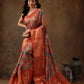 Multicolor Kanjeevaram Silk Digital Print Kalamkari Saree with Unstitched Blouse - Hiral Fashion | Swadesiicart