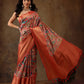 Multicolor Kanjeevaram Silk Digital Print Kalamkari Saree with Unstitched Blouse - Hiral Fashion | Swadesiicart