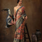 Multicolor Kanjeevaram Silk Digital Print Kalamkari Saree with Unstitched Blouse - Hiral Fashion | Swadesiicart