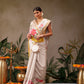 Hiral Fashion Off White Onam Art Silk Floral Digital Print Saree | Swadesiicart
