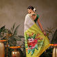 Hiral Fashion White Onam Art Silk Floral Digital Print Saree | Swadesiicart