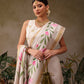 Hiral Fashion Off White Onam Art Silk Floral Digital Print Saree | Swadesiicart