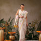 Hiral Fashion Off White Onam Art Silk Floral Digital Print Saree | Swadesiicart