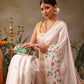Hiral Fashion White Onam Art Silk Floral Digital Print Saree | Swadesiicart