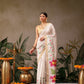 Hiral Fashion White Onam Art Silk Floral Digital Print Saree | Swadesiicart