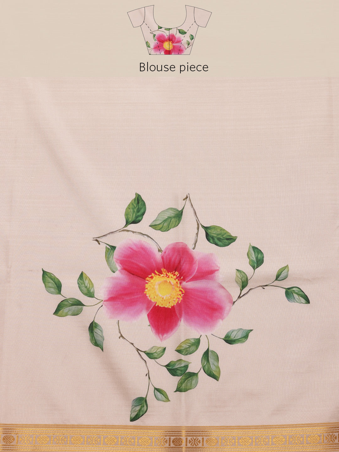 Hiral Fashion White Onam Art Silk Floral Digital Print Saree | Swadesiicart
