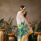 Hiral Fashion Off White Onam Art Silk Floral Digital Print Saree | Swadesiicart