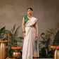 Hiral Fashion Off White Onam Art Silk Floral Digital Print Saree | Swadesiicart
