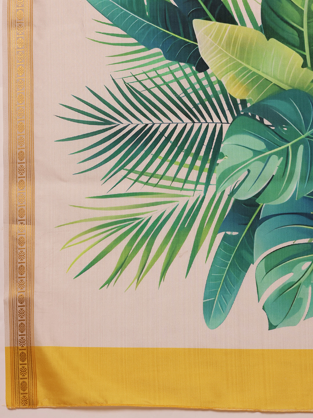 Hiral Fashion Off White Onam Art Silk Floral Digital Print Saree | Swadesiicart