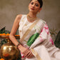 Hiral Fashion White Onam Art Silk Floral Digital Print Saree | Swadesiicart