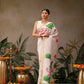 Hiral Fashion White Onam Art Silk Floral Digital Print Saree | Swadesiicart
