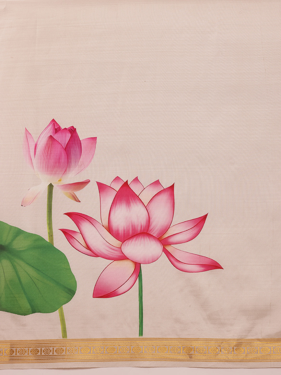 Hiral Fashion White Onam Art Silk Floral Digital Print Saree | Swadesiicart