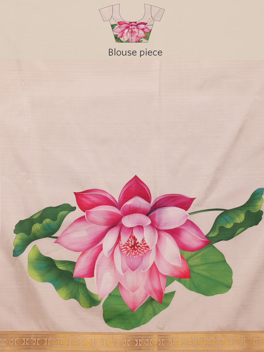 Hiral Fashion White Onam Art Silk Floral Digital Print Saree | Swadesiicart