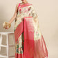 Beige Chanderi Art Silk Printed Floral Saree with Unstitched Blouse - Hiral Fashion | Swadesiicart