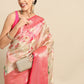 Pink Chanderi Art Silk Printed Floral Saree with Unstitched Blouse - Hiral Fashion | Swadesiicart