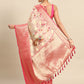 Pink Chanderi Art Silk Printed Floral Saree with Unstitched Blouse - Hiral Fashion | Swadesiicart