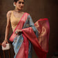 Blue Chanderi Art Silk Digital Print Floral Saree with Unstitched Blouse - Hiral Fashion | Swadesiicart