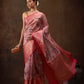 Light Pink Chanderi Art Silk Digital Print Floral Saree with Unstitched Blouse - Hiral Fashion | Swadesiicart