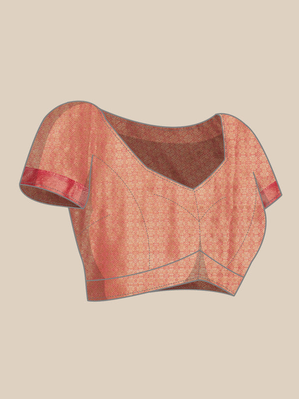 Light Pink Chanderi Art Silk Digital Print Floral Saree with Unstitched Blouse - Hiral Fashion | Swadesiicart