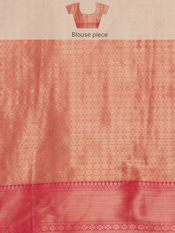 Light Pink Chanderi Art Silk Digital Print Floral Saree with Unstitched Blouse - Hiral Fashion | Swadesiicart