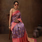 Lavender Chanderi Art Silk Digital Print Floral Saree with Unstitched Blouse - Hiral Fashion | Swadesiicart