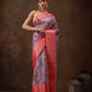Lavender Chanderi Art Silk Digital Print Floral Saree with Unstitched Blouse - Hiral Fashion | Swadesiicart
