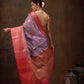 Lavender Chanderi Art Silk Digital Print Floral Saree with Unstitched Blouse - Hiral Fashion | Swadesiicart
