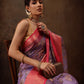 Lavender Chanderi Art Silk Digital Print Floral Saree with Unstitched Blouse - Hiral Fashion | Swadesiicart