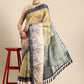 Olive Kanjeevaram Silk Digital Print Floral Saree with Unstitched Blouse - Hiral Fashion | Swadesiicart