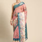 Pink Kanjeevaram Silk Digital Print Floral Saree with Unstitched Blouse - Hiral Fashion | Swadesiicart