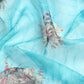 Sky Blue Kanjeevaram Silk Digital Print Floral Saree with Unstitched Blouse - Hiral Fashion | Swadesiicart