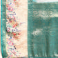 Turquoise Kanjeevaram Silk Digital Print Floral Saree with Unstitched Blouse - Hiral Fashion | Swadesiicart