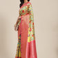 Green Art Silk Digital Print Floral Saree with Unstitched Blouse - Hiral Fashion | Swadesiicart