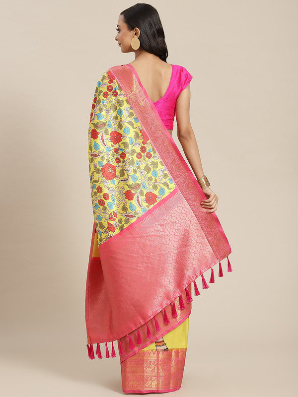 Green Art Silk Digital Print Floral Saree with Unstitched Blouse - Hiral Fashion | Swadesiicart
