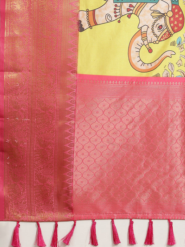 Green Art Silk Digital Print Floral Saree with Unstitched Blouse - Hiral Fashion | Swadesiicart