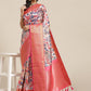 White Art Silk Digital Print Floral Saree with Unstitched Blouse - Hiral Fashion | Swadesiicart