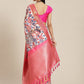 White Art Silk Digital Print Floral Saree with Unstitched Blouse - Hiral Fashion | Swadesiicart