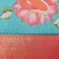 Turquoise Art Silk Digital Print Floral Saree with Unstitched Blouse - Hiral Fashion | Swadesiicart
