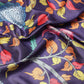 Navy Blue Art Silk Digital Print Floral Saree with Unstitched Blouse - Hiral Fashion | Swadesiicart