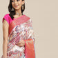 Blue Art Silk Digital Print Floral Saree with Unstitched Blouse - Hiral Fashion | Swadesiicart