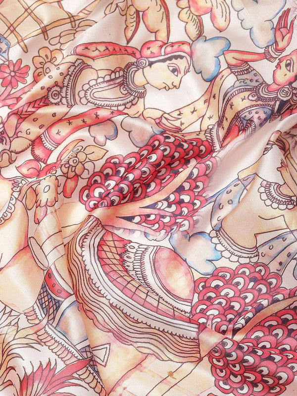 Blue Art Silk Digital Print Floral Saree with Unstitched Blouse - Hiral Fashion | Swadesiicart