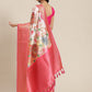 Pink Art Silk Digital Print Floral Saree with Unstitched Blouse - Hiral Fashion | Swadesiicart