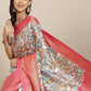 Multicolor Art Silk Digital Print Floral Saree with Unstitched Blouse - Hiral Fashion | Swadesiicart