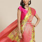 Green Art Silk Digital Print Floral Saree with Unstitched Blouse - Hiral Fashion | Swadesiicart