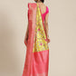 Green Art Silk Digital Print Floral Saree with Unstitched Blouse - Hiral Fashion | Swadesiicart