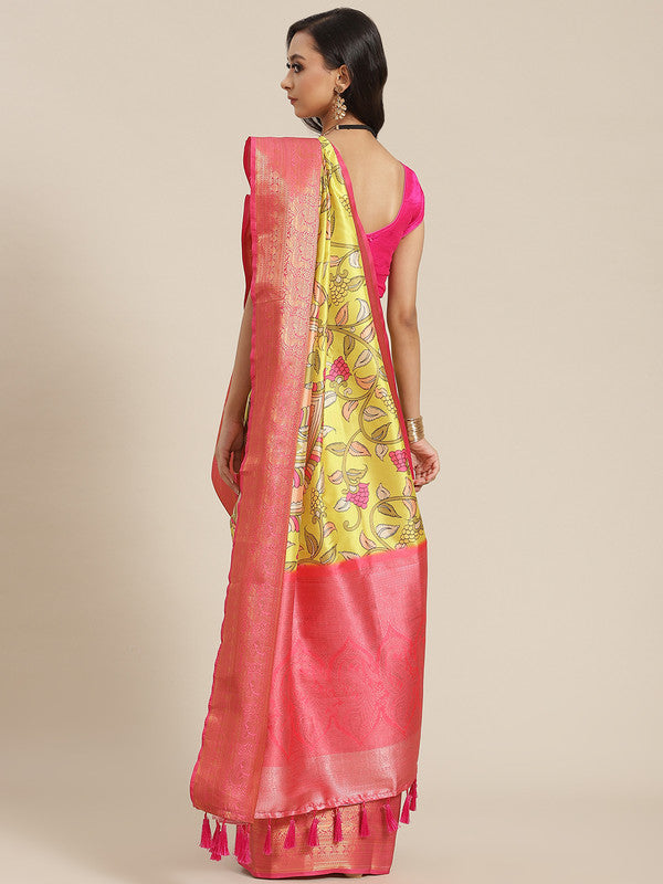 Green Art Silk Digital Print Floral Saree with Unstitched Blouse - Hiral Fashion | Swadesiicart
